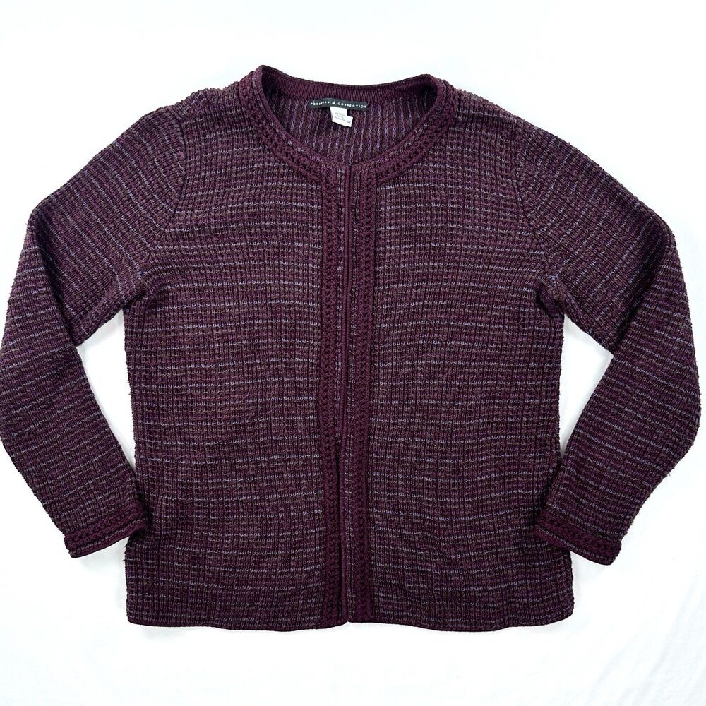 Peruvian Connection 100% Pima Cotton Cardigan Sweater Womens Large Purple